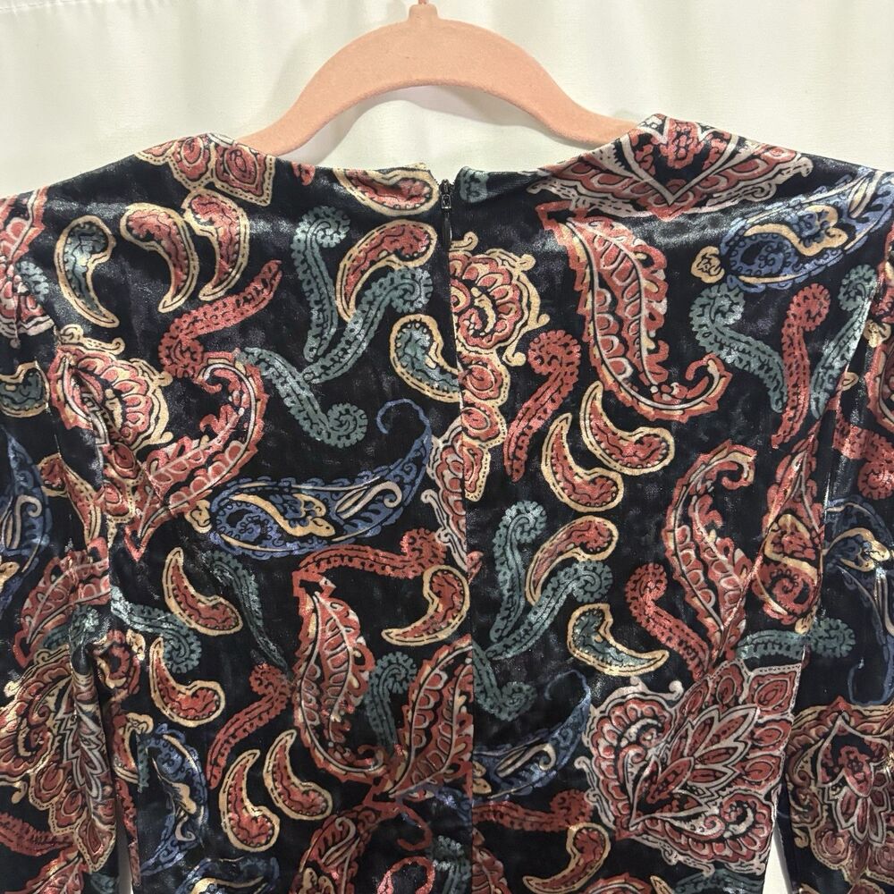 House Of Harlow X Revolve Olivia Bodysuit Velvet Noir Paisley Small Boho Glam - Picture 9 of 12